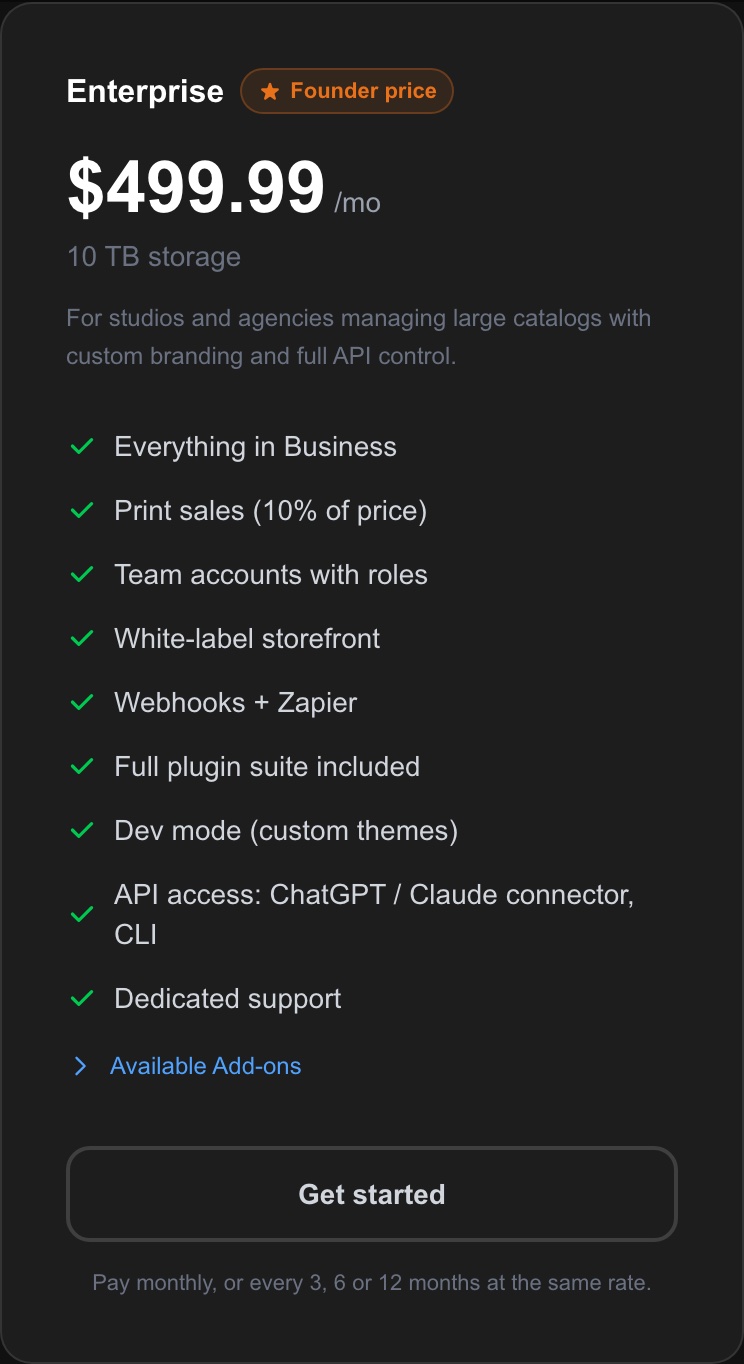 The Enterprise plan on the pricing page, with API access: ChatGPT / Claude connector, CLI in its list