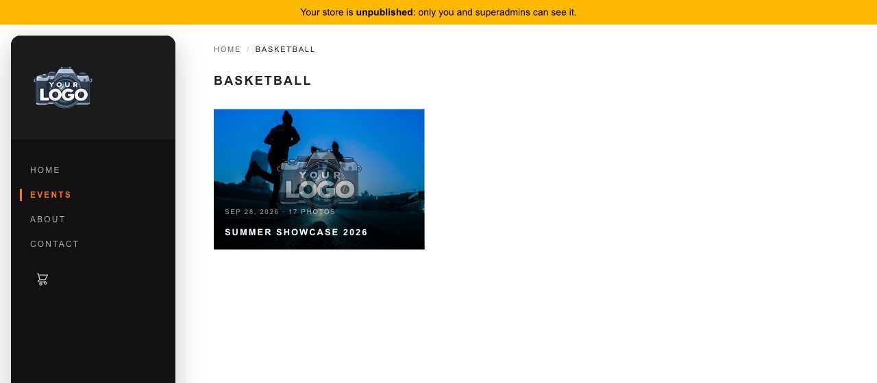 The Basketball folder on the store, showing the Summer Showcase 2026 event inside it
