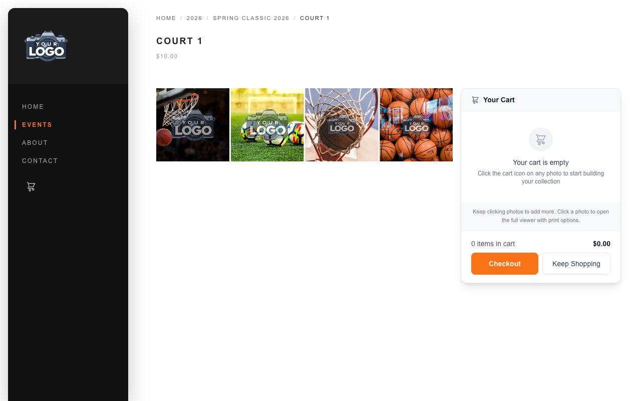 One folder's gallery on the store, watermarked and priced
